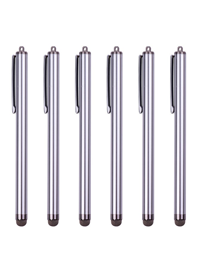 6-Piece Universal Stylus Pens For Touchscreens Cellphone Tablet Silver